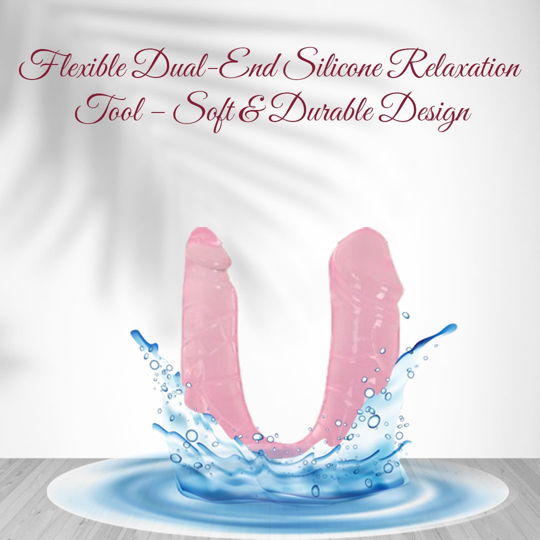 Realistic Double Ended Jelly Lesbian Dildo Pink Color - Image 6