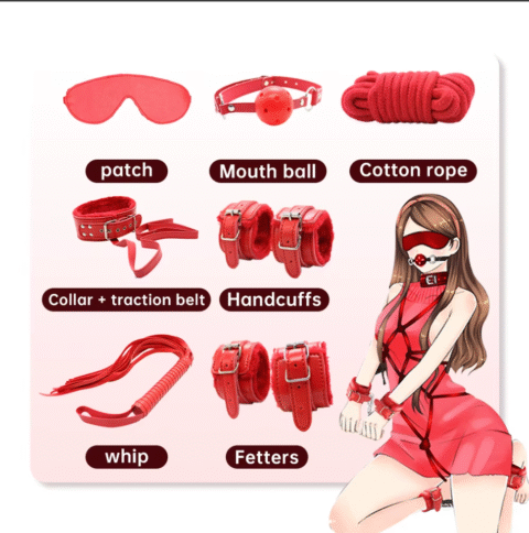 Role Play Set for Couples, Adjustable Accessories 7 Piece Leather Set - Bedroom - Add Fun to Men and Women